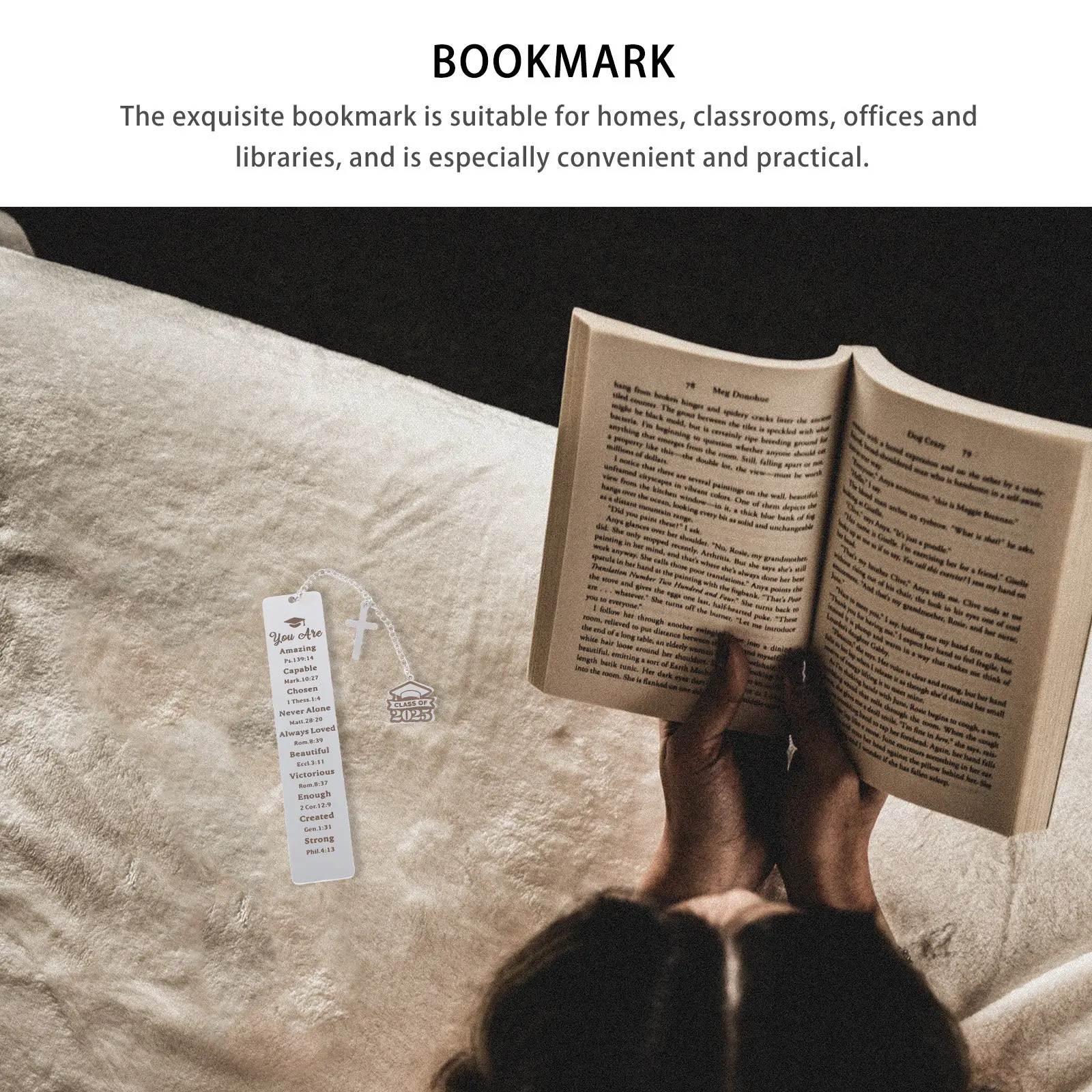 

Graduation Bookmark Stainless Steel Cross Design Ideal for Teacher Appreciation Gifts Graduates Keepsake Reading Page Marker