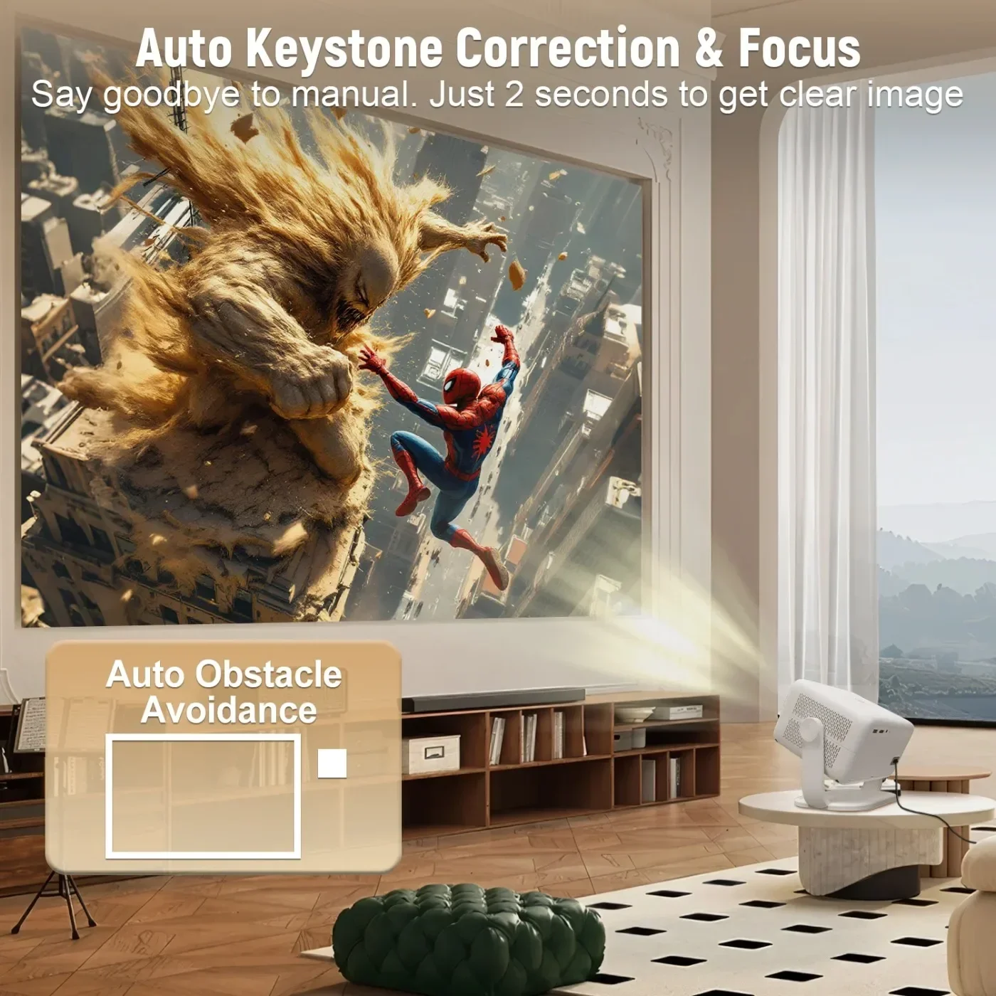 TP350 Netflix Certification Projector 4K Android 13 Native Wifi6 BT5.2 1080P 650ANSI Portable Projector Auto Keystone Correction