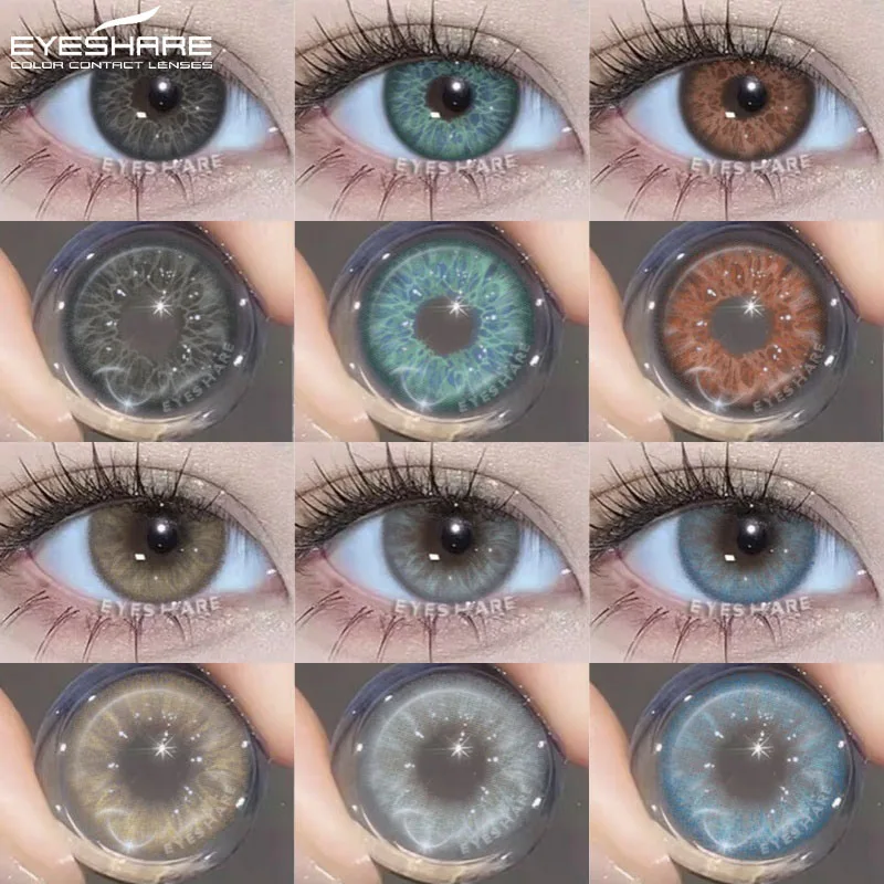 EYESHARE 1 Paar natürliche graue Augenlinsen, farbige Kontaktlinsen, blaue Linsen, grüne Augen, Kontakte, Schönheit, Schüler, 6 Monate verwenden