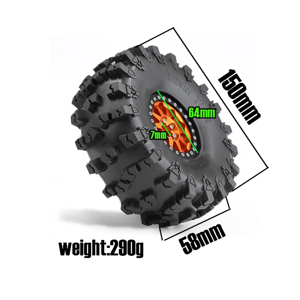 

4PCS 150Mm Metal 2.2 Beadlock Wheel Rim Tire Set For 1/10 RC Crawler Car Axial SCX10 Wraith Capra Traxxas TRX4 D90