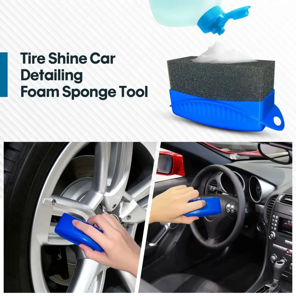 Car Wheel Polishing Waxing Sponge Brush With Cover ABS Washing Cleaning Tire Contour Dressing Applicator Pads Detail Accessories