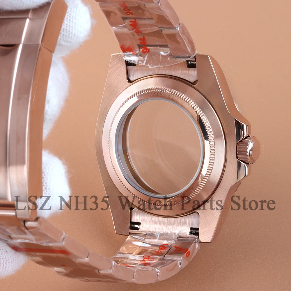 40mm NH35  Watch Case Rose Gold For Yacht-master SUB Seiko NH34 NH35 NH36 NH38 Movement Stainless Steel Oyster Strap NH35 Case