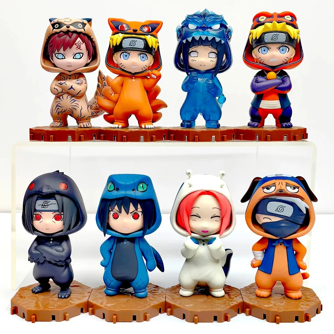 Bandai Naruto Bnfigureq Pajamars Serie Kakashi Sasuke Sakura Doll Scatola misteriosa Ornamenti da scrivania Modello giocattolo Regalo da collezione