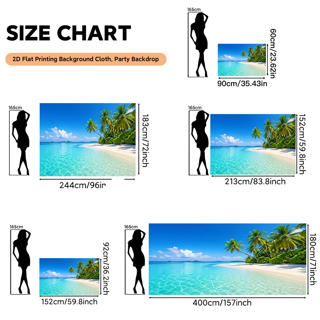 High Quality Tropical Beach Resort Backdrop Polyester Tapestry Wall Hanging for Summer Party Ocean View Decoration
