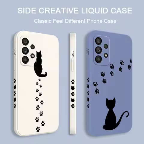 Cat Footprints Case For Samsung A54 A34 A24 A14 A73 A53 A33 A23 A13 A03 A03S A72 A52 A52S A32 A12 A15 A25 A35 A55 A22 A21S 4G 5G