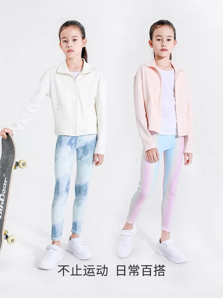 Girls' sports top, high elasticity tennis volleyball fitness suit, stand up collar zipper jacket