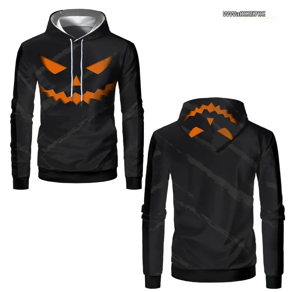 Halloween Ghost Face Print Hoodies Street Fashion Cosplay Long Sleeve Tops Unisex Festival Party Casual Sweatshirt Kid's Clothes