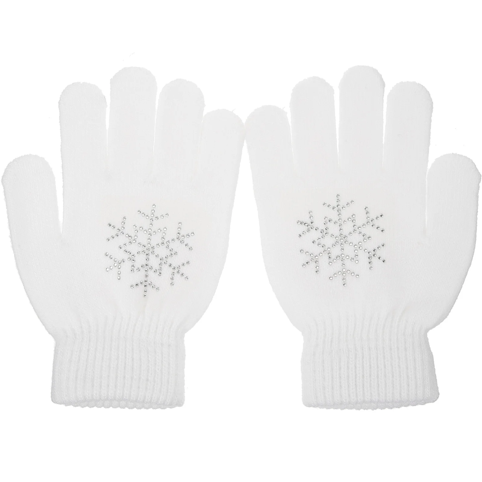

1 Pair Women for Skiing Skating Women Girls White Skating Gloves Snowflake Cotton Material Cotton Gloves Outdoor