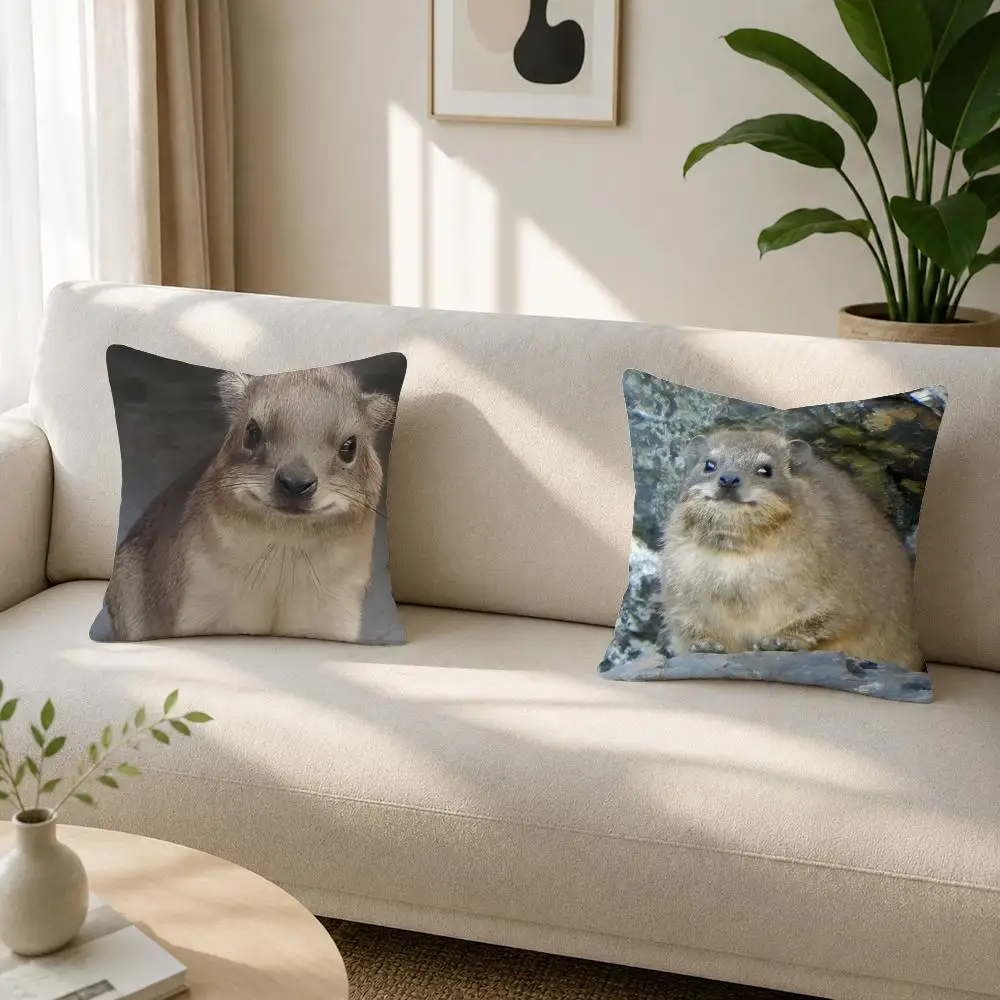 Animal Rock Hyrax Cushion Cover Soft Plush Cushion Covers Fluffy Throw Pillow Cases for Sofa Bedroom Home Decor