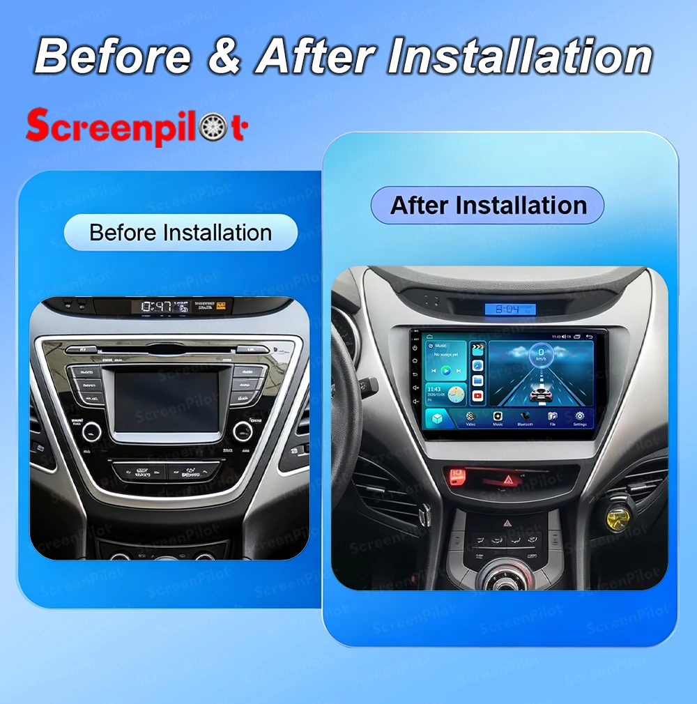 Android 16 For Hyundai Elantra Avante MD I35 2011-2016 Car Radio Stereo Head Unit  Multimedia Video Player2K QLED 9 Inch 8 Core