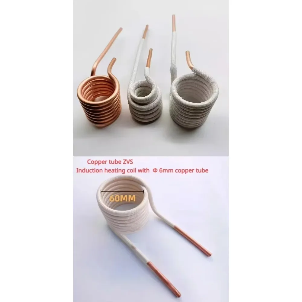 1PC ZVS coil T2 copper induction heating coil copper tube 6mm quenching tapless heating head DIY