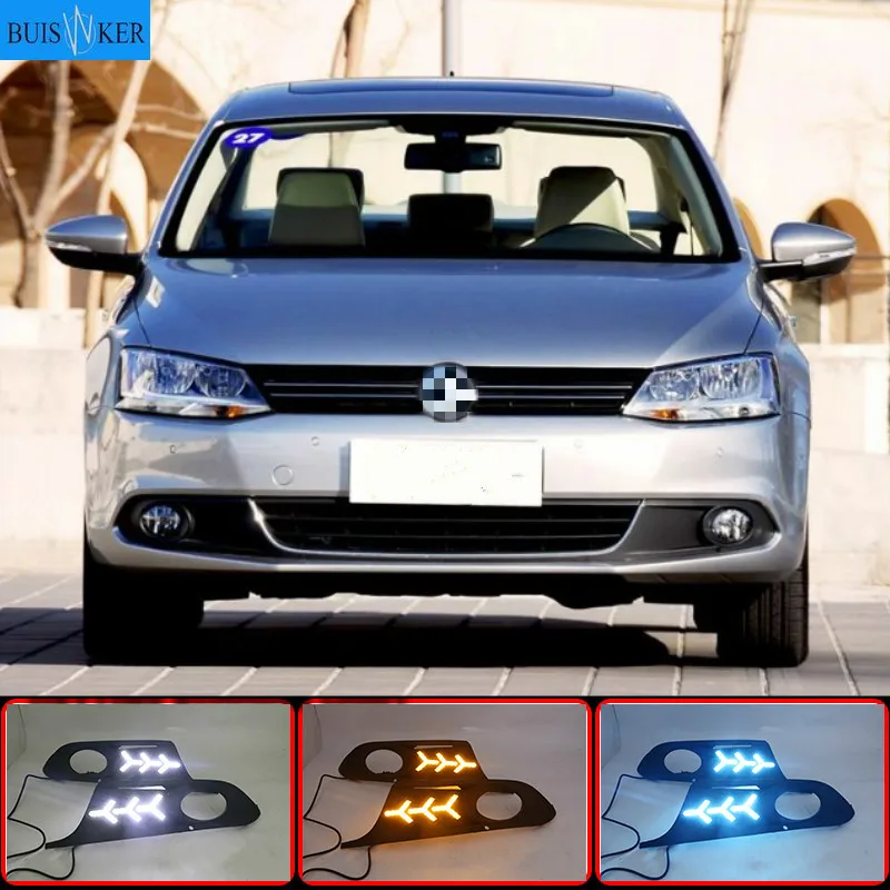

1 комплект светодиодов 12 В для Volkswagen VW Jetta Sagitar 2012 2013 2014 DRL дневные ходовые огни дневного света ABS крышка противотуманной фары