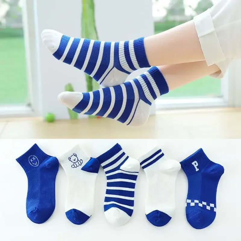 Kaus kaki bayi isi 5 pasang, Kaos Kaki katun motif hewan kartun, kaus kaki anak baru lahir Balita Anak laki-laki imut musim semi musim gugur usia 0-6 tahun