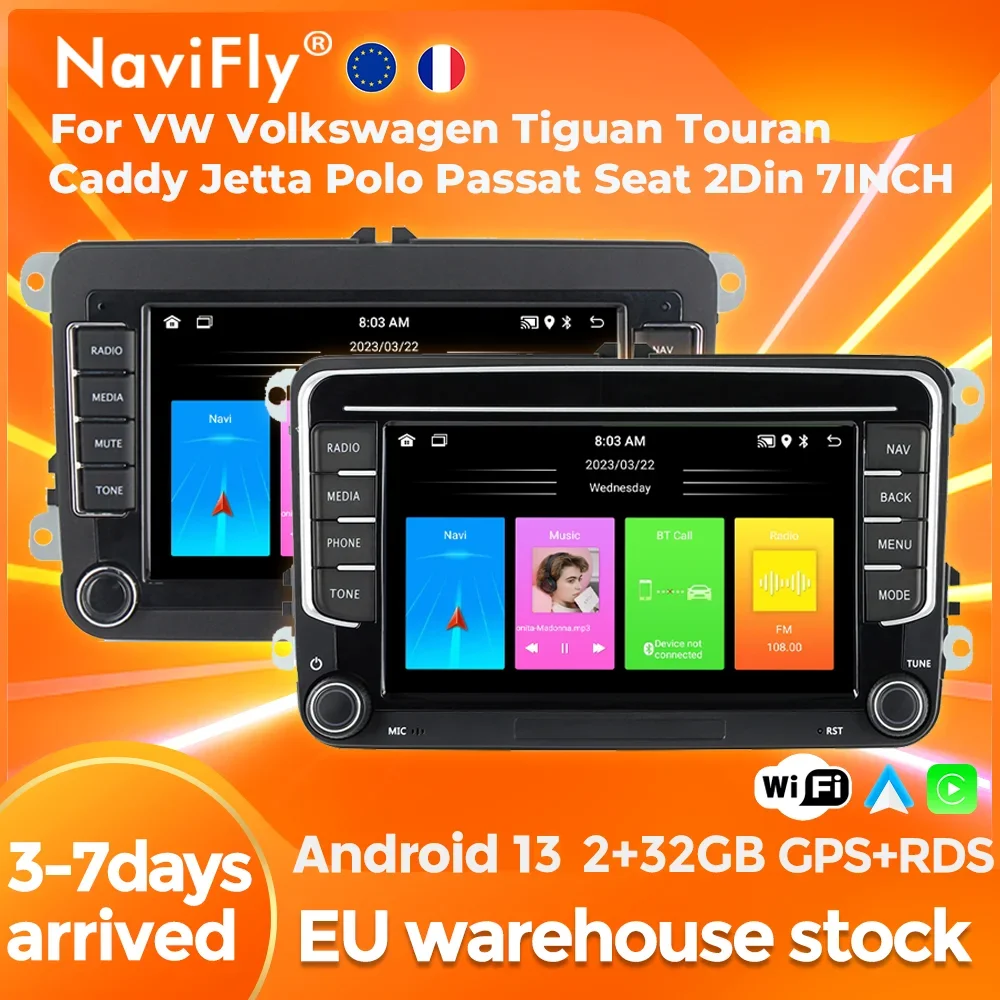 2Din Android 13 Car Radio For VW Volkswagen Tiguan Touran Caddy Jetta Polo Passat Seat Multimedia Cars Rearview Camera Display