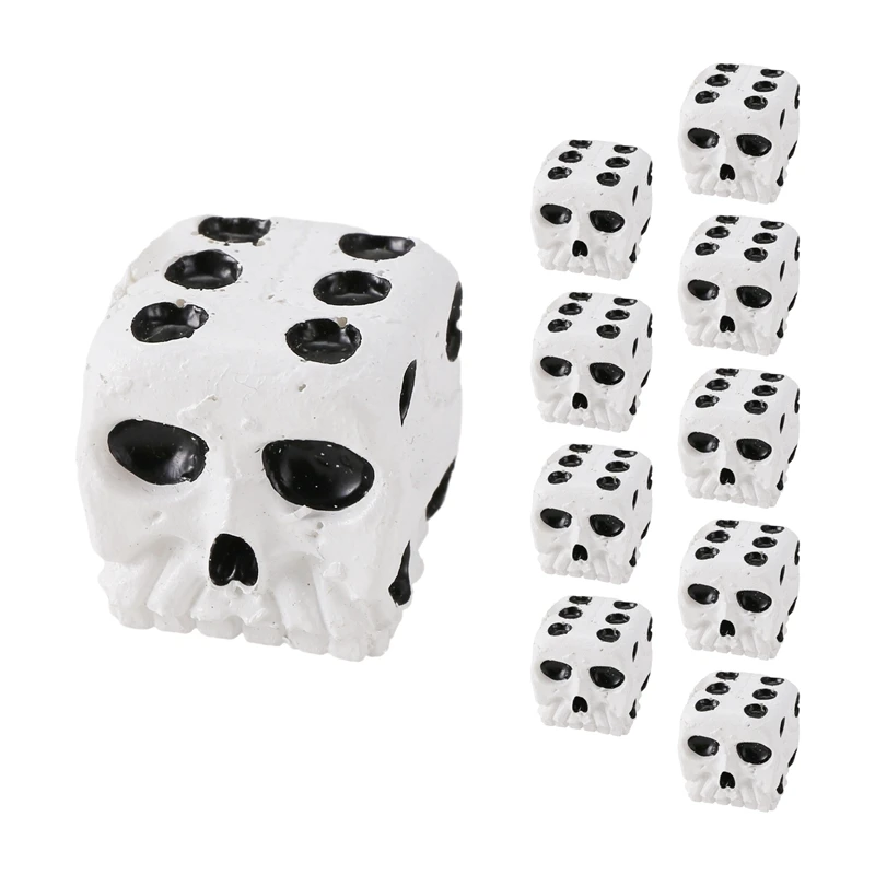 Skull Dice 6 sisi tulang hadiah unik Gamer untuk bermain peran papan permainan untuk Halloween,10 buah