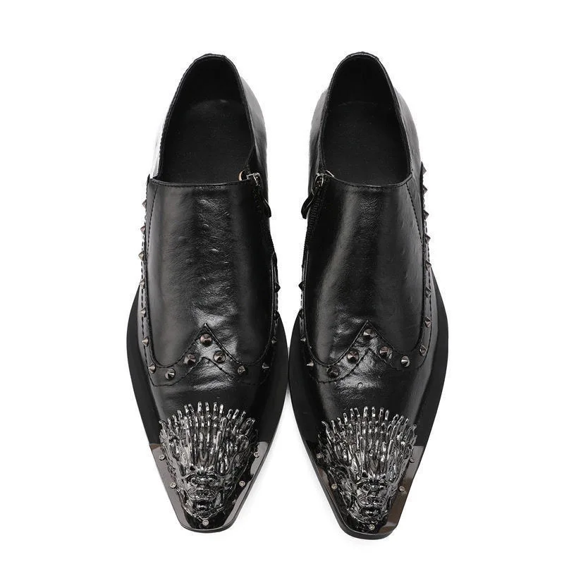 Sapatos Oxfords de couro artesanal masculino, moderno, clássico, forrado em couro, vestido perfurado