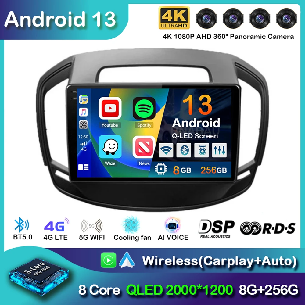 For Opel Insignia For Buick Regal 2014 -2017 Android 14 Carplay Auto Car Radio Car Multimedia Video Player GPS Head Unit Stereo