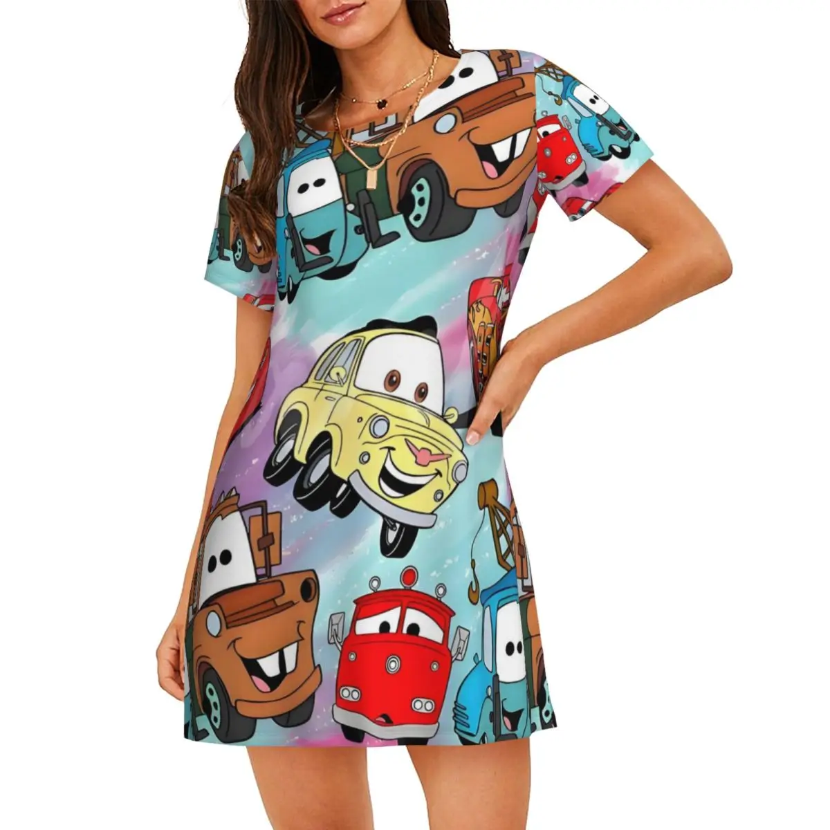 

Custom Lightning McQueen Sleepshirts For Sleeping Travels Loose Sleepdress Pajama A speeding race car Dress Nightdress Sleepwear