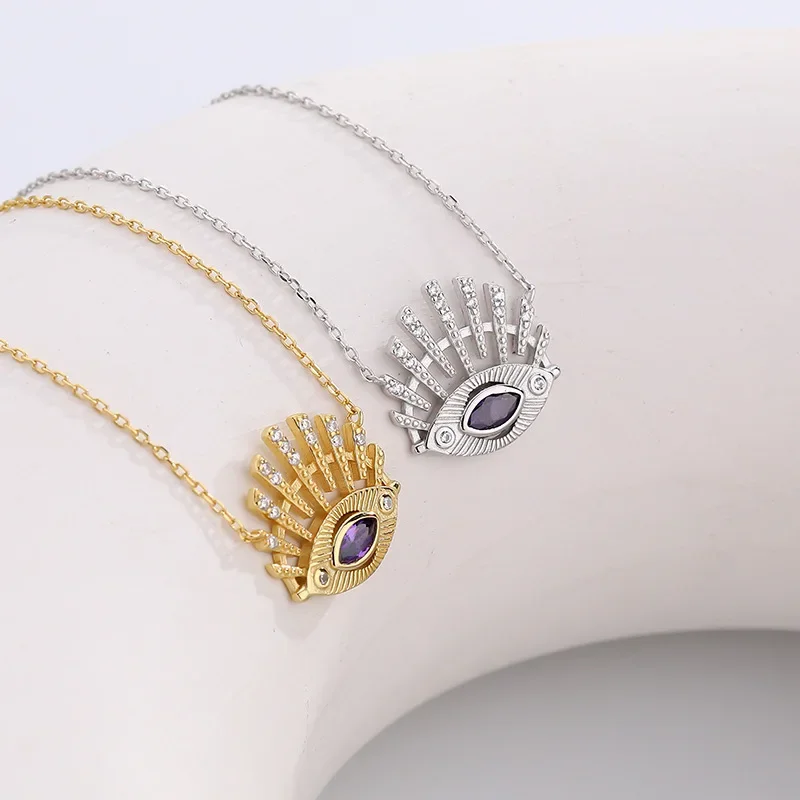 Daidan 18 K Gold Necklace Evil Eye Dainty Women Chain Zirconia Evil Eye Chain Silver Necklace