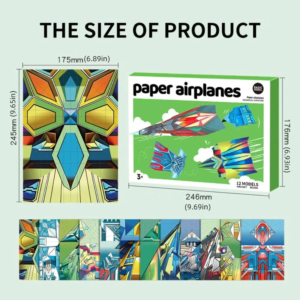 Paper Handmade Airplane Origami Art Learning Folding Airplane Origami Set Montessori Cartoon Versatile Paper Aircraft Toy