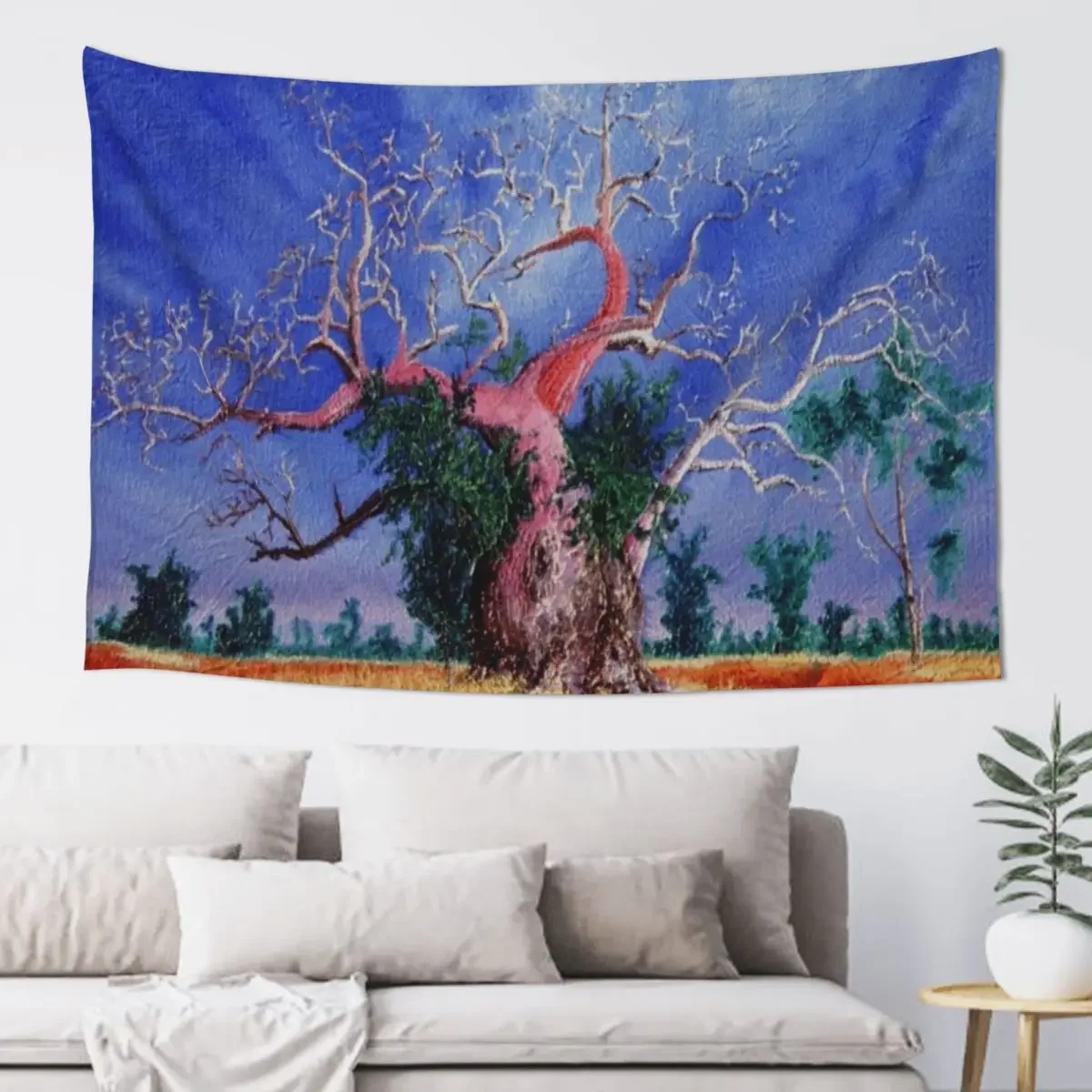 

Outback Boab Tree - Print of Oil on canvas original artwork Tapestry Wall Art Wall Deco Tapestry