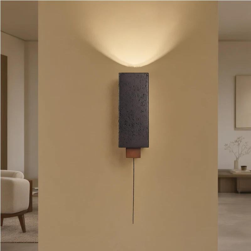 Ancient Chinese Wabi Sabi Style Wall Light for Living Room Study Bedroom Bedside Cable Sconce Lighting