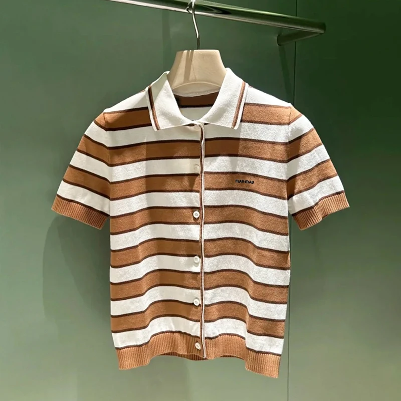 เสื้อถักนิตติ้งคุณภาพสูงสำหรับสาวๆ สไตล์เกาหลี แฟชั่นลำลอง ลายสก็อตต่อผ้า ทรงปกติ