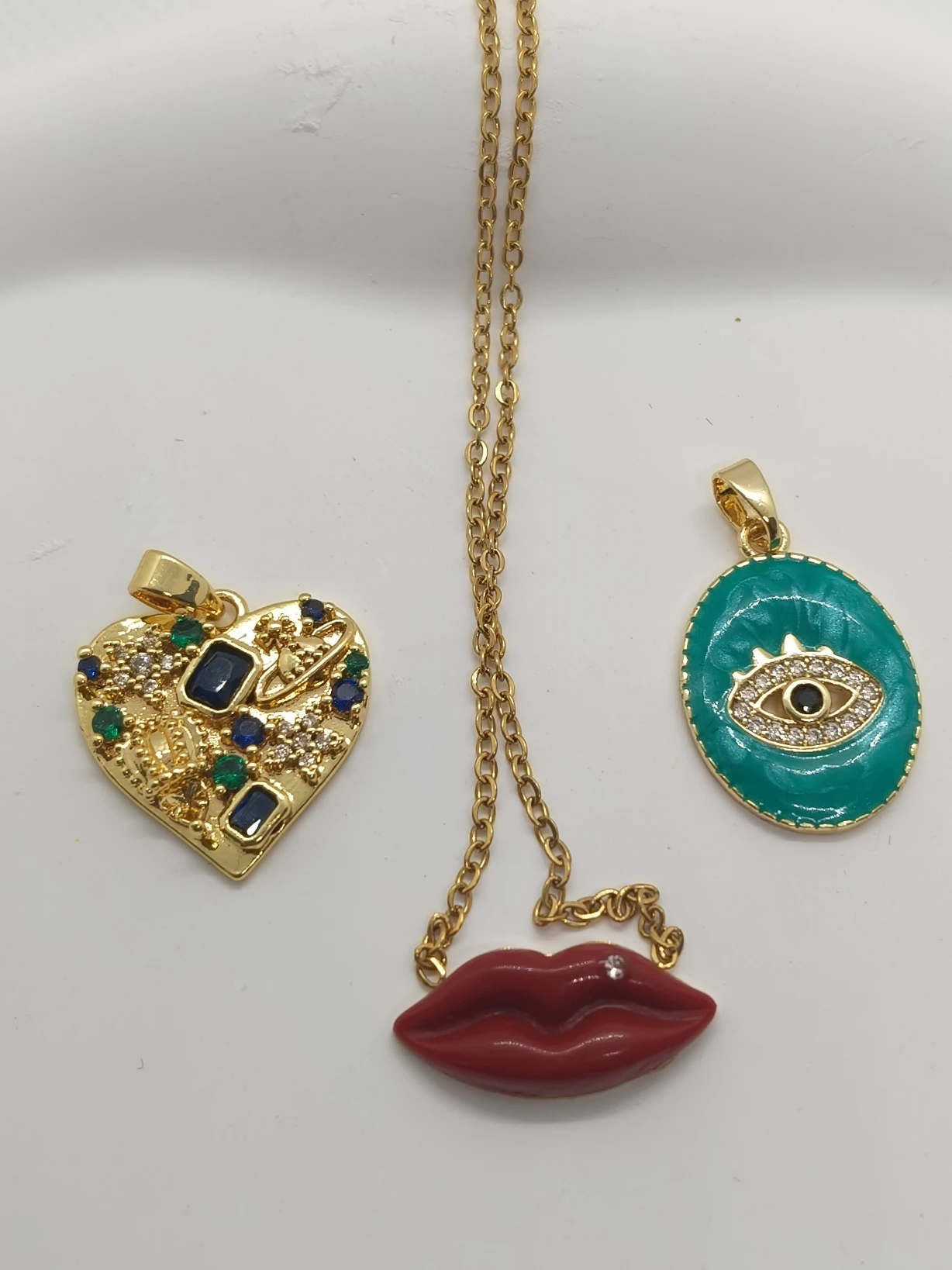 Kalung rantai liontin bibir merah baja tahan karat terlaris liontin mulut Titanium jimat Choker perhiasan tahan air Dropshipping