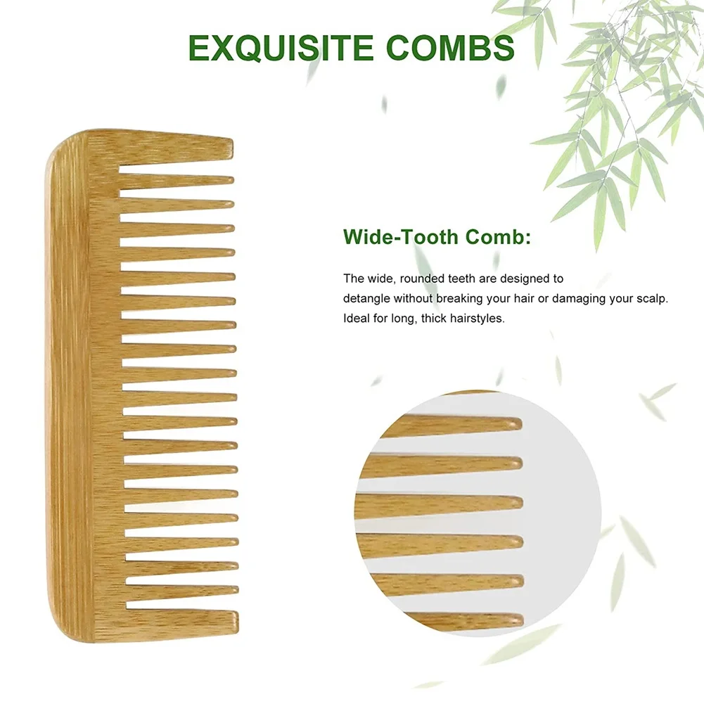 Durable Thick Solid Wood Comb Wide Tooth Comb Portable Styling Massage Anti-Static Hair Comb Handleless Hairdressing Comb