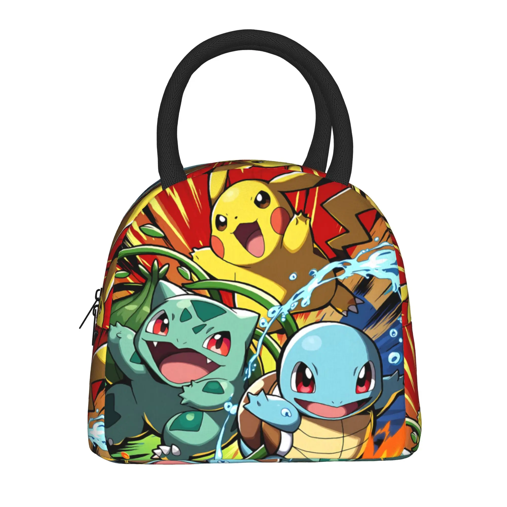 Pokemon Theme Pikachu Family Handbag Insulated Lunch Bag Ice Pack Rice Bag  bolsa Student Bento Lunch Handbag Insulation