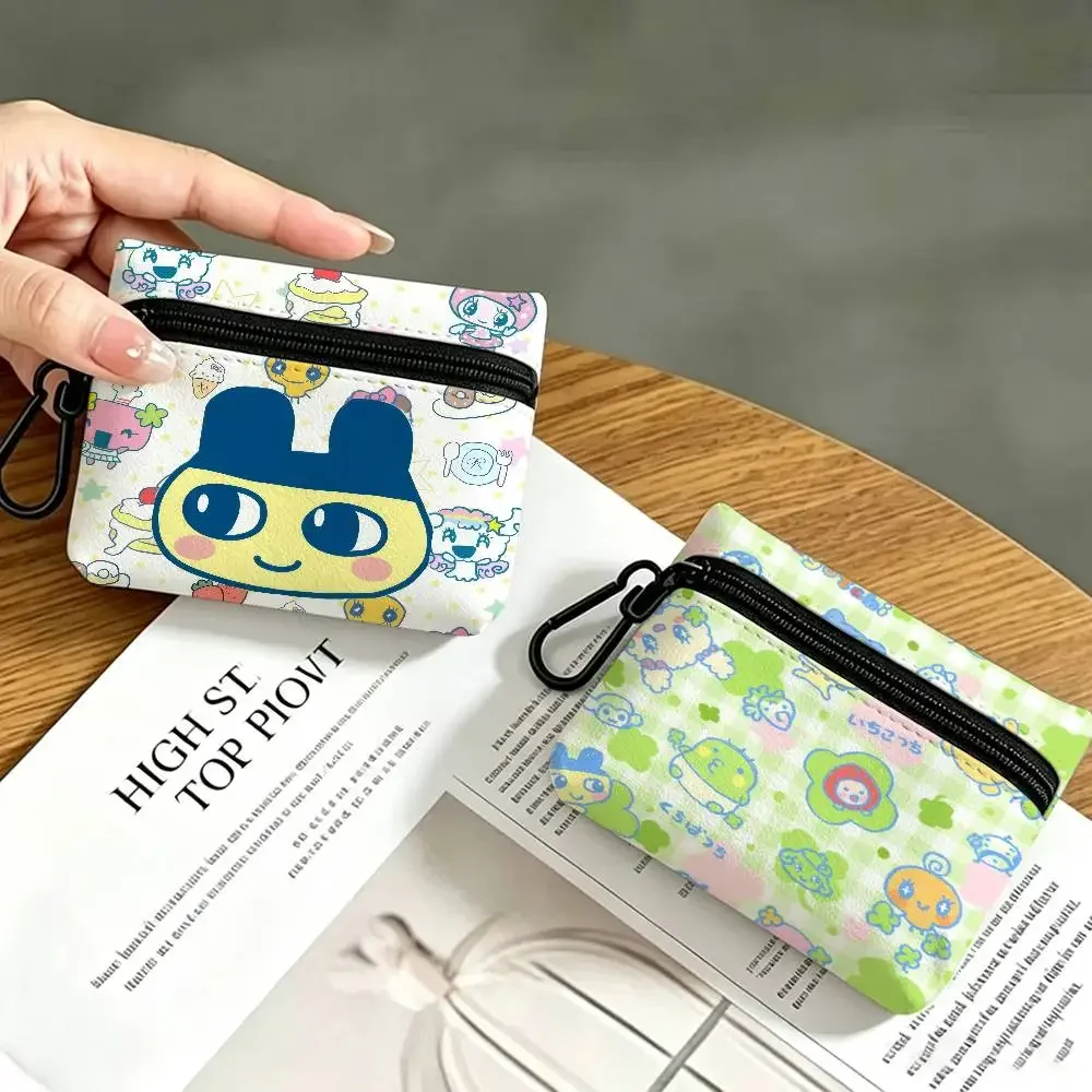 T-Tamagotchi M-Mametchi Custom Portable Mini Oxford Cloth Coin Purse With Carabiner Hook Zipper Key Card Earphone Storage Wallet