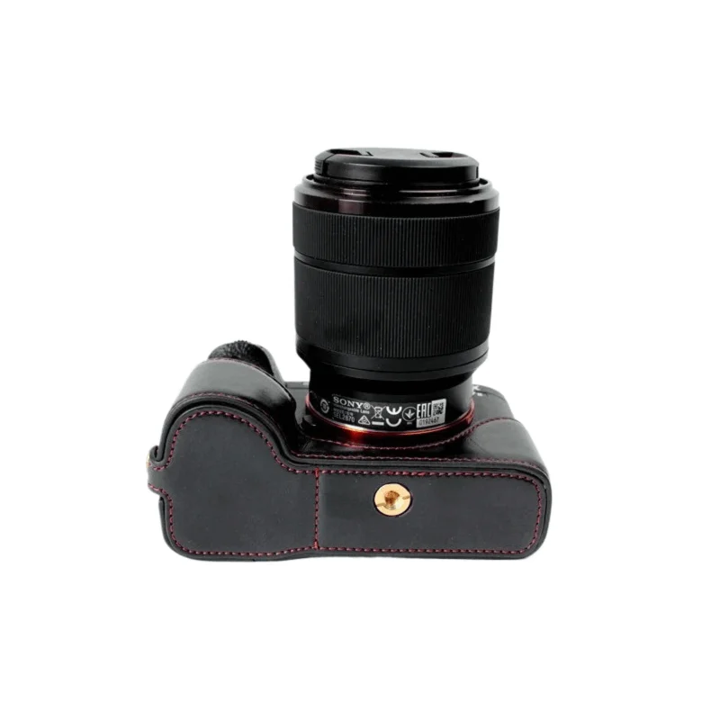 Camera Video Half Bag Case PU Leather 1/4 Screw Mount For Sony ILCE-7M2 A7II A7 II A7R II Leather Bottom Open Body Set