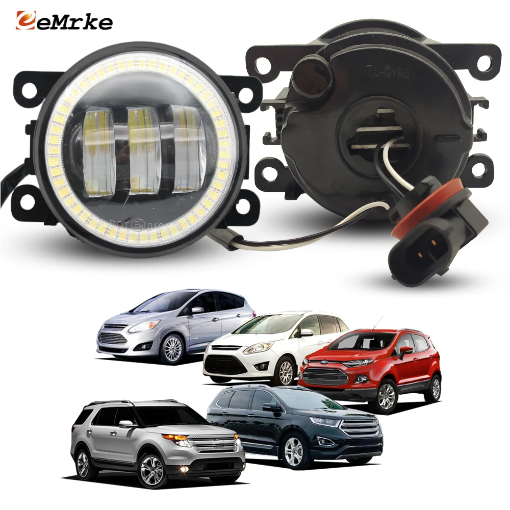 OEM Style Led Fog Lights Angel Eye DRL for Ford C-max EcoSport Edge 2015-2018 Escort Explorer 5 U502 2011-2015 Fiesta 2008-2018