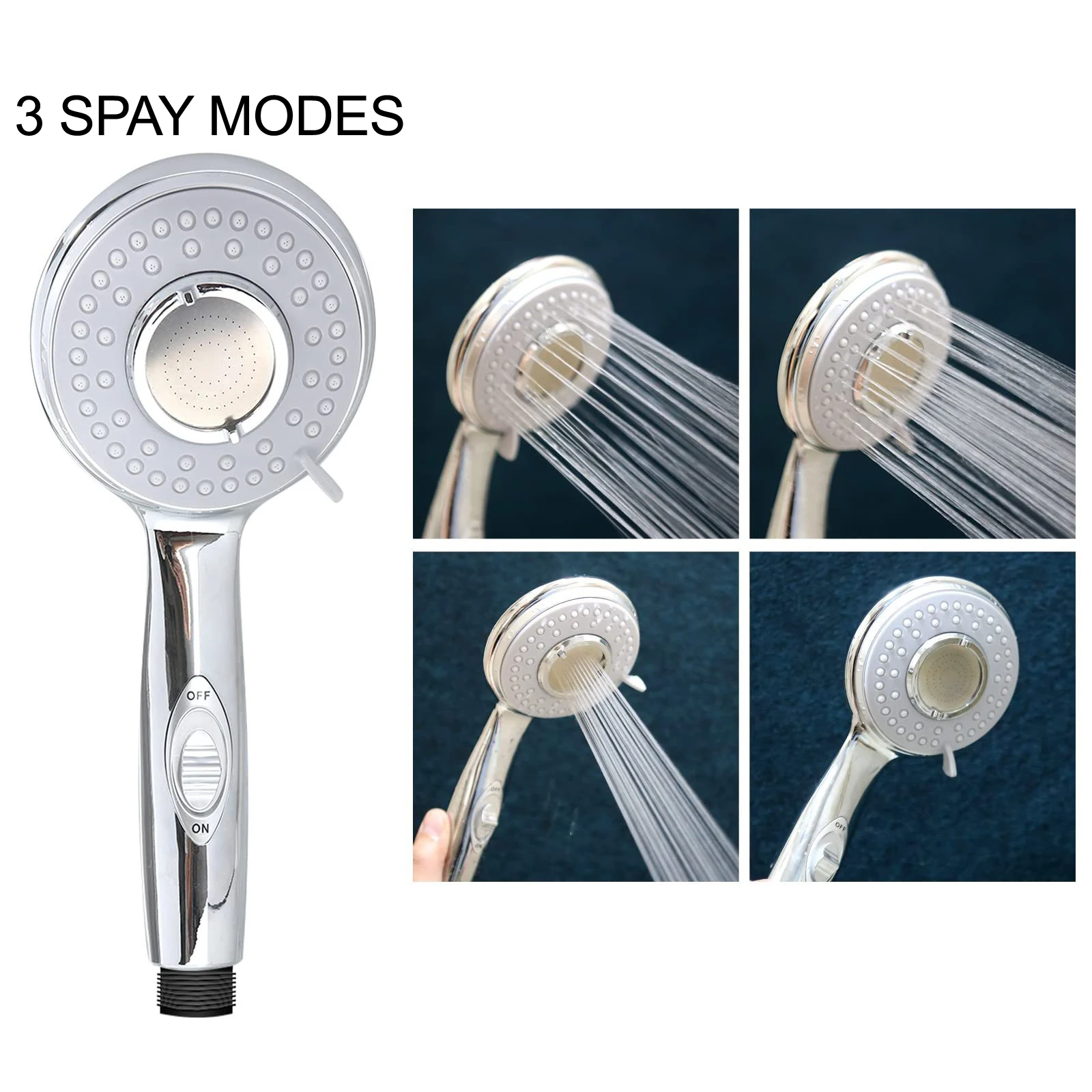 3 Modes Handheld Shower Head High Pressure Water-Saving Showerhead One-Key Stop Water Spray Bathroom Faucet Accessorie Universal