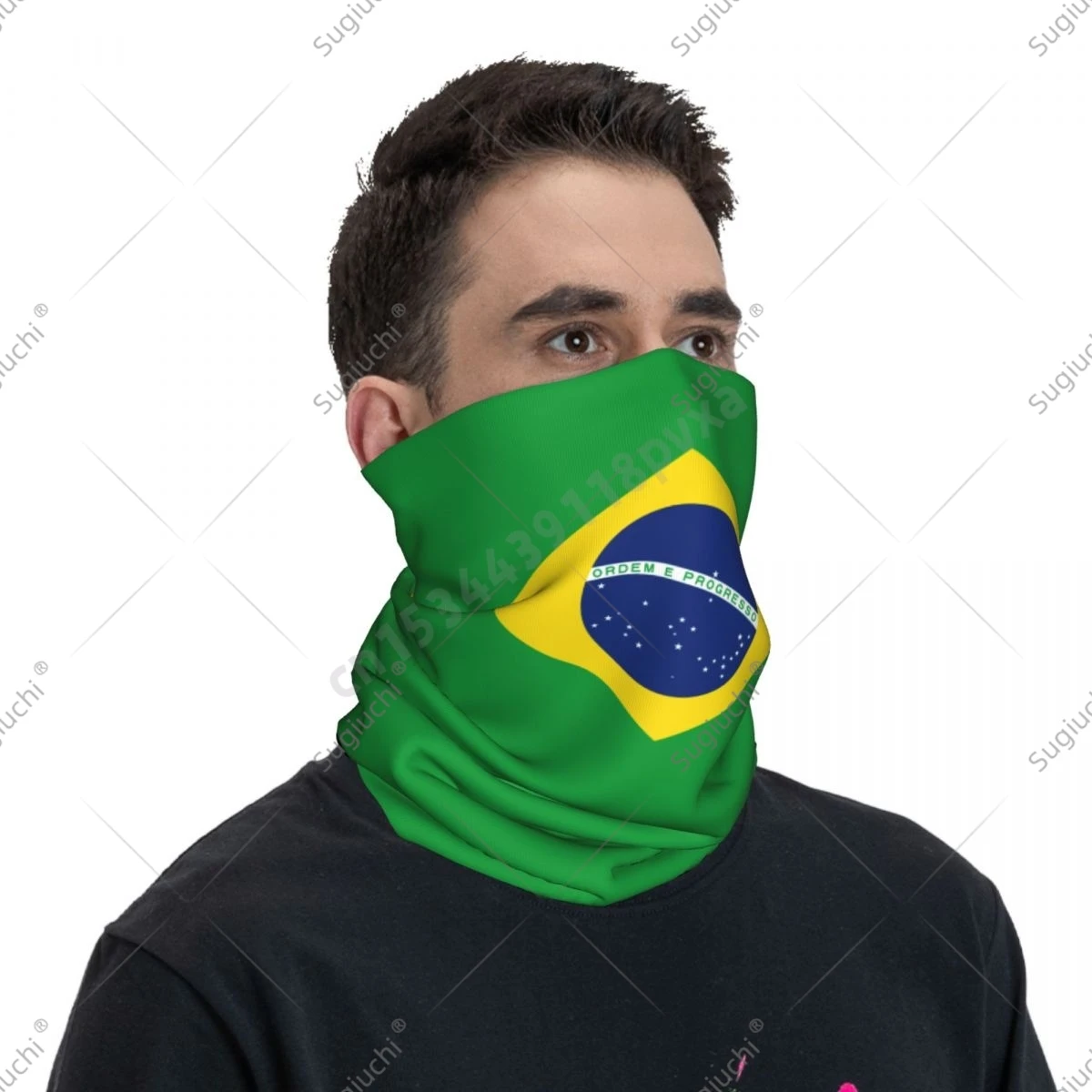 Brazil Flag Brazilian National Neckerchief Scarf Neck Face Mask Unisex Neck Warmer Seamless Bandana Headwear Cycling Hiking