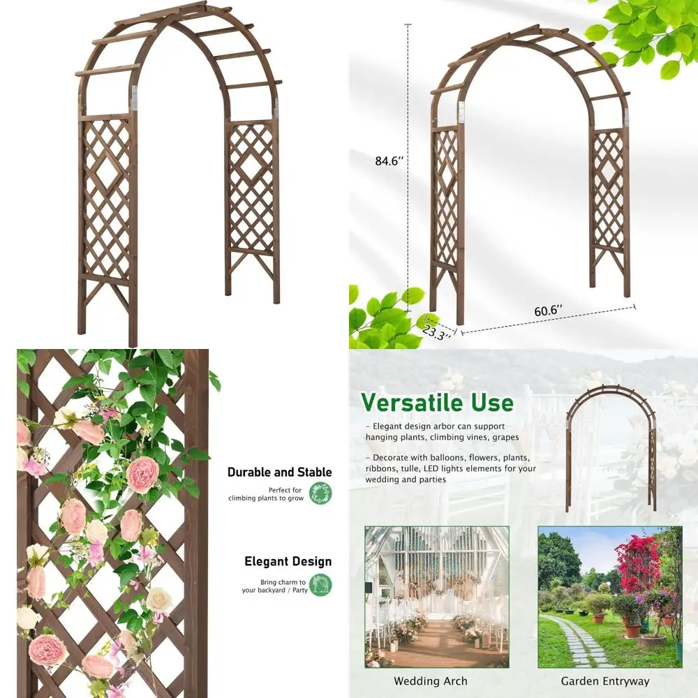 

7-футовая деревянная садовая беседка для свадеб и церемоний, подставка для арочного фона, деревянная решетка для скалолазания и рождественских украшений