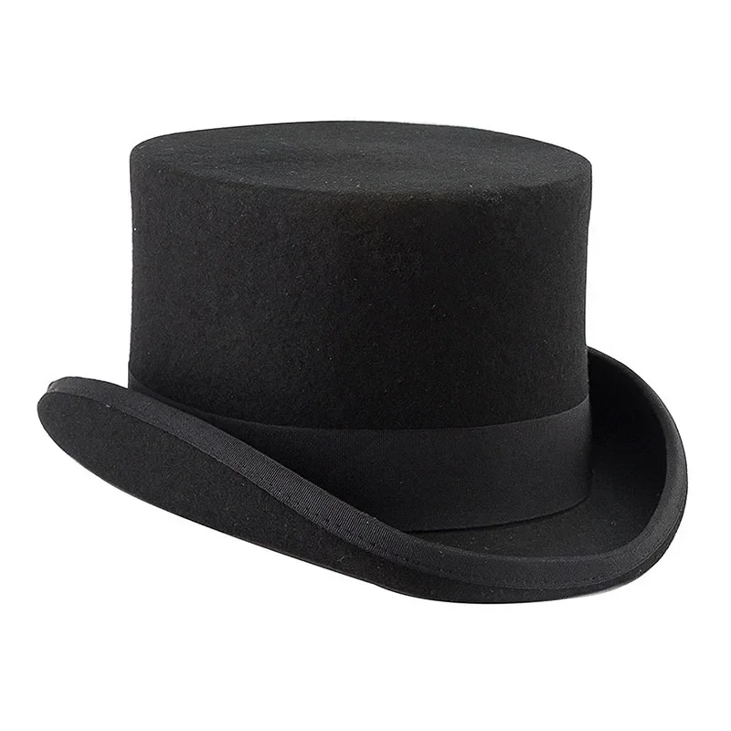 Top Hat for Men Women Winter Fedoras Wool Top Hat Flat Mad Hatter Top Hat Traditional Magic High Top Hat Party Costume Accessory