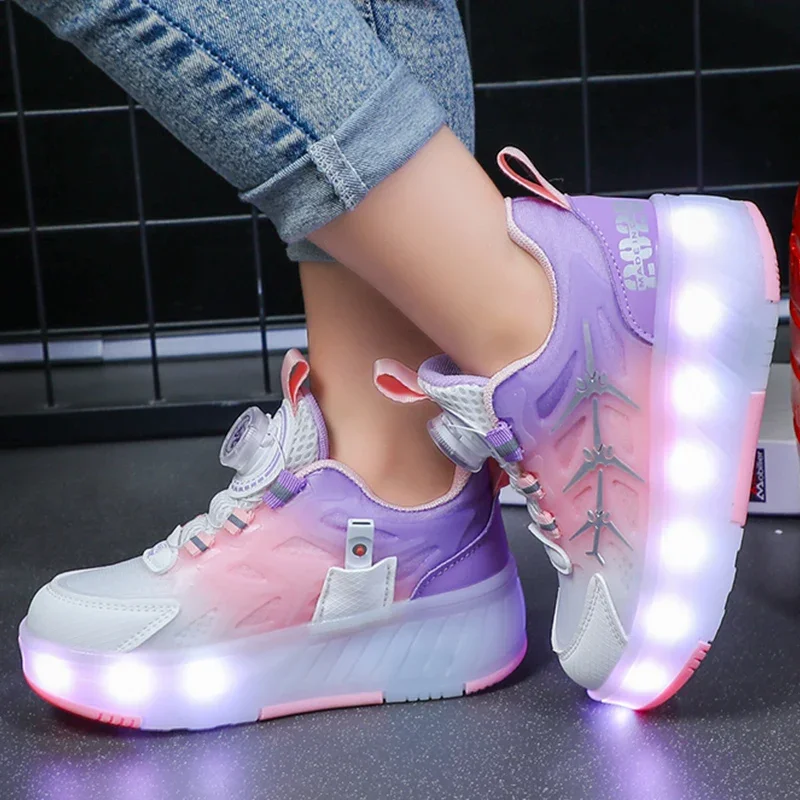 Chaussures de sport respirantes pour enfants, chaussures légères à LED USB, baskets d'entraînement en plein air pour enfants, garçons et filles, à la mode, 2024