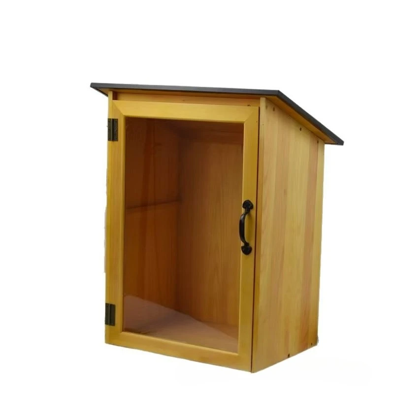 

Wooden Outdoor Library Box Book Storage Box School Letter Mail Box Transparent Newspapers Magazines Solid Wood