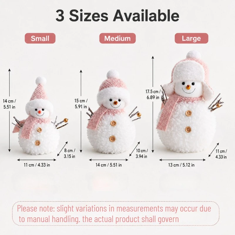 1Pcs Christmas atmosphere decoration ornament, creative holiday pink and white color scheme snowman decoration ornament
