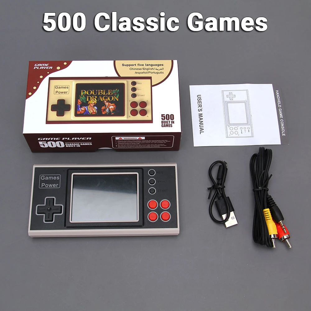 K30 ريترو محمول صغير محمول لعبة فيديو وحدة التحكم 8 بت 2.8 بوصة لون LCD لعبة لاعب المدمج في 500 ألعاب دعم AV الإخراج