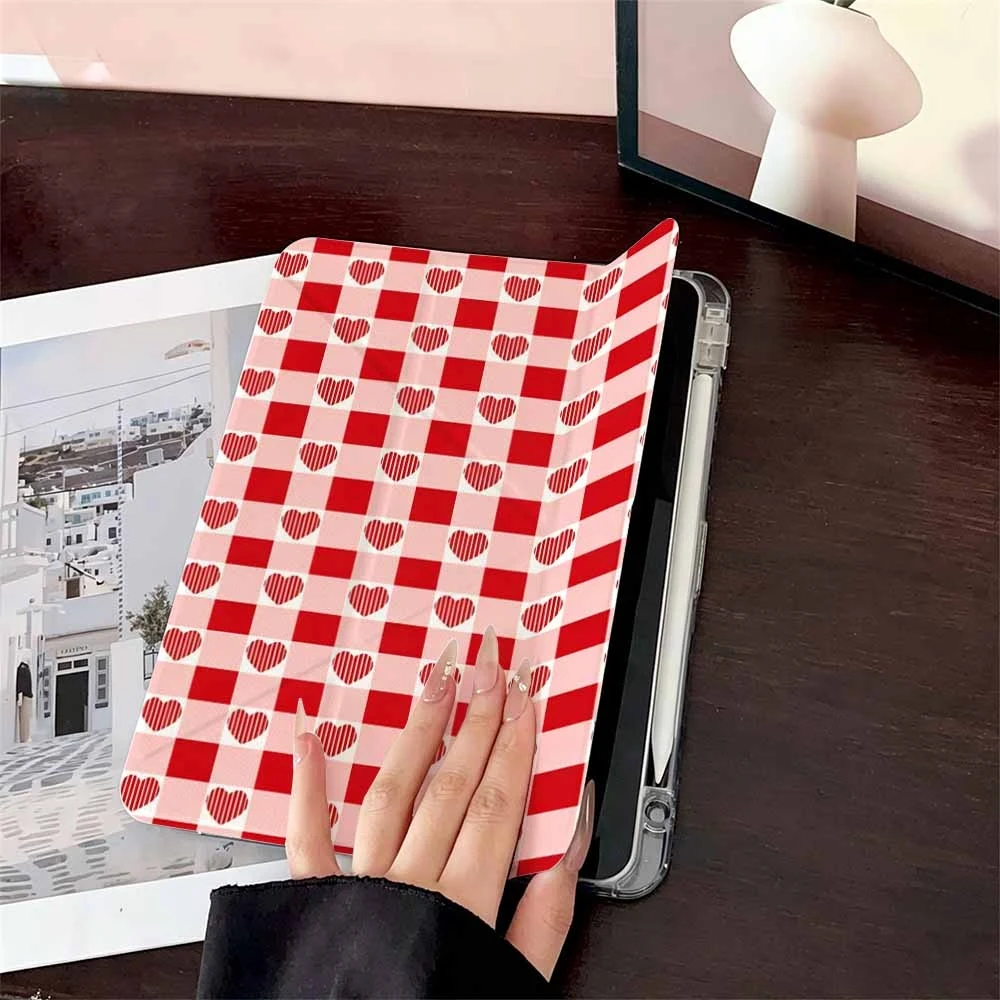 Viral Checkered Hearts For Samsung Galaxy Tab A8 A9 A11 S6 S7 S8 S9 S10 FE Plus Lite Protective With Pen Slot Tablet Case