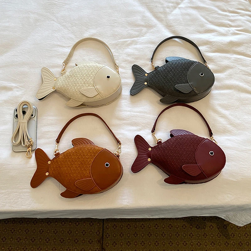 Koi-Fisch-förmige Umhängetasche, Damen-Sling-Bag, Kreative PU-Handtasche, Niedliches Einzigartiges Design für den täglichen Arbeitsweg, Münzbörse – Detail 1