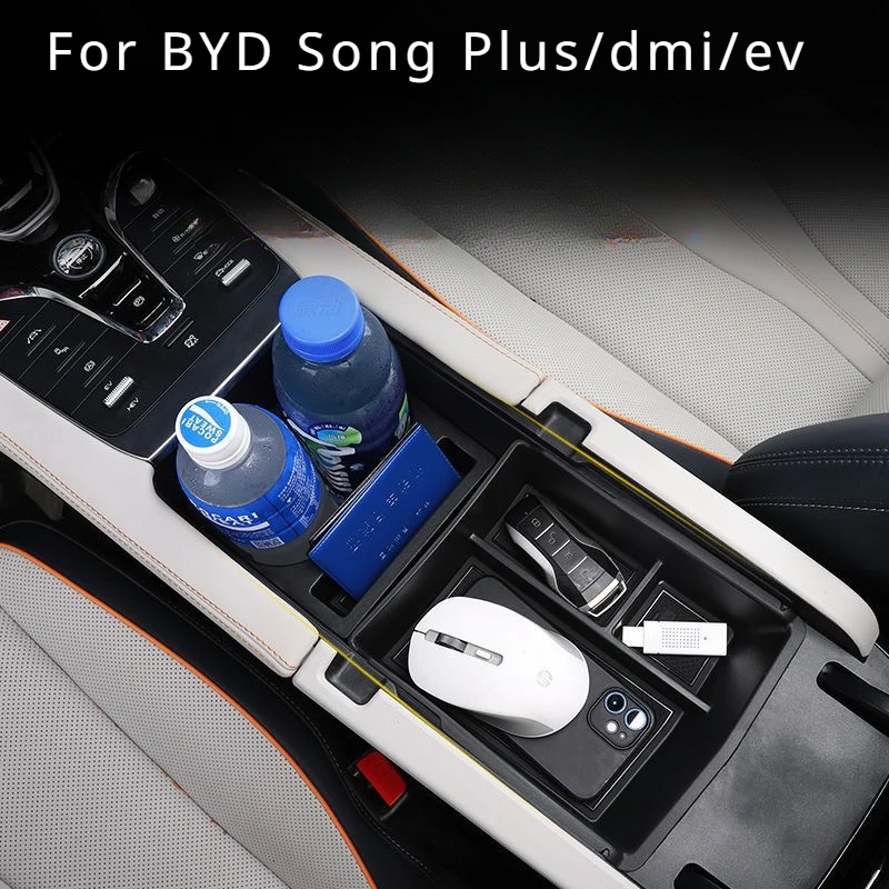 Armrest Storage Box Cup Holder for BYD Song Plus DMi EV 2024 2023 2022 Cup Holder Car Interior Decoration Tidying Accessories