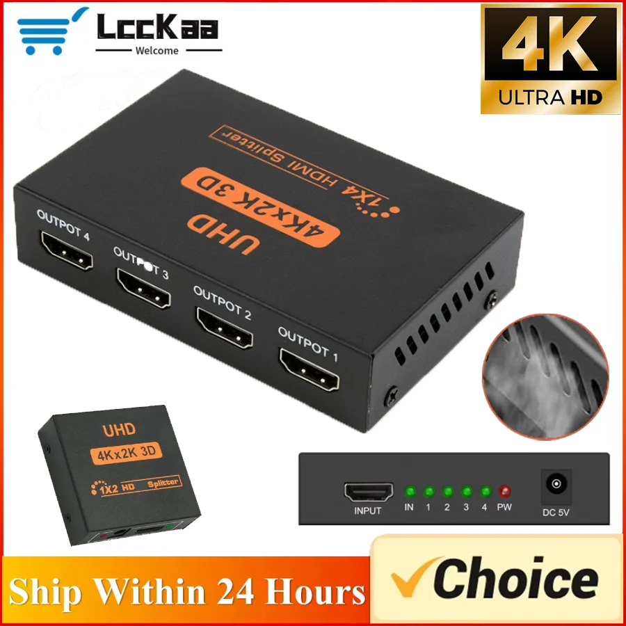 Divisor HDMI 1x4 Full HD 1080p 4K Audio Video Splitter 1 entrada 4 salidas Adaptador amplificador divisor HDMI para HDTV DVD PS3 Xbox
