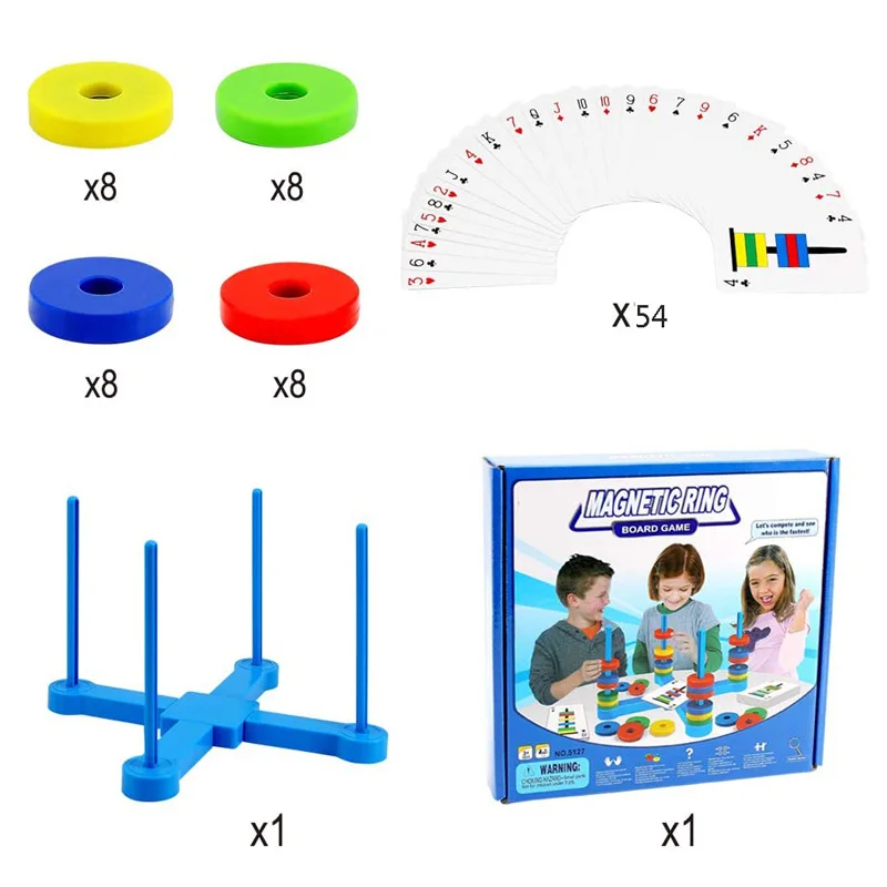 Preschool Kids Educational Toys Family Game Toy Magnetic Matching Rings Board Game For 2-4 Players