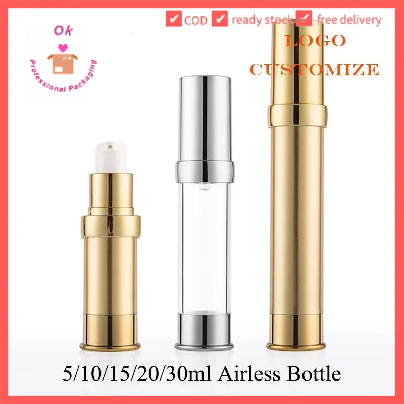 

10/20/50/100PCs 5ml 10ml empty plastic airless pump bottle 20ml 30ml cream vacuum serum refill bottle travel dispenser jx2312211