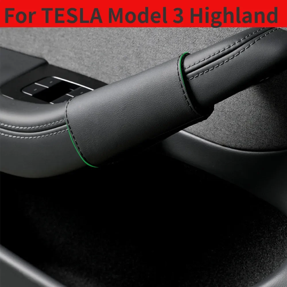 For Tesla Model 3 Highland 2024 4PCS Car Door Inner Handle Protector Cover Napa Leather Model 3 Door Handle Gloves