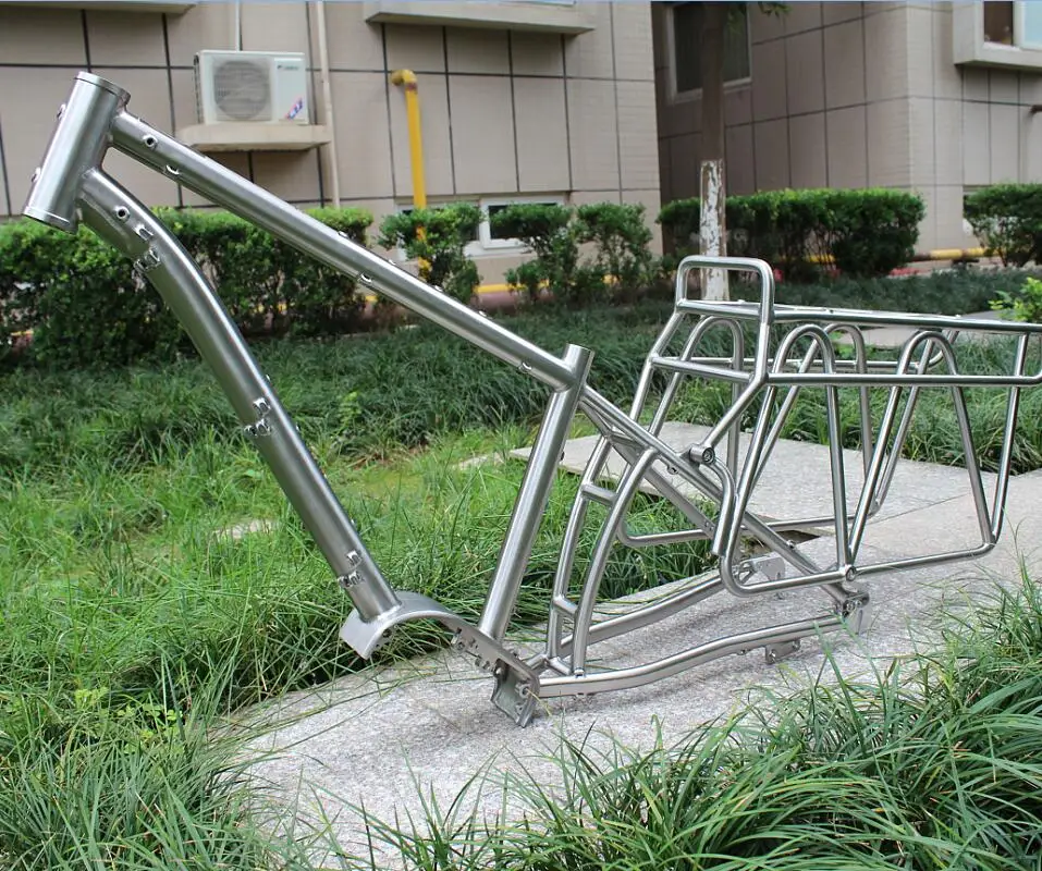 Titanium Electrical Suspension Bike Frame Custom With Large Rear Rack