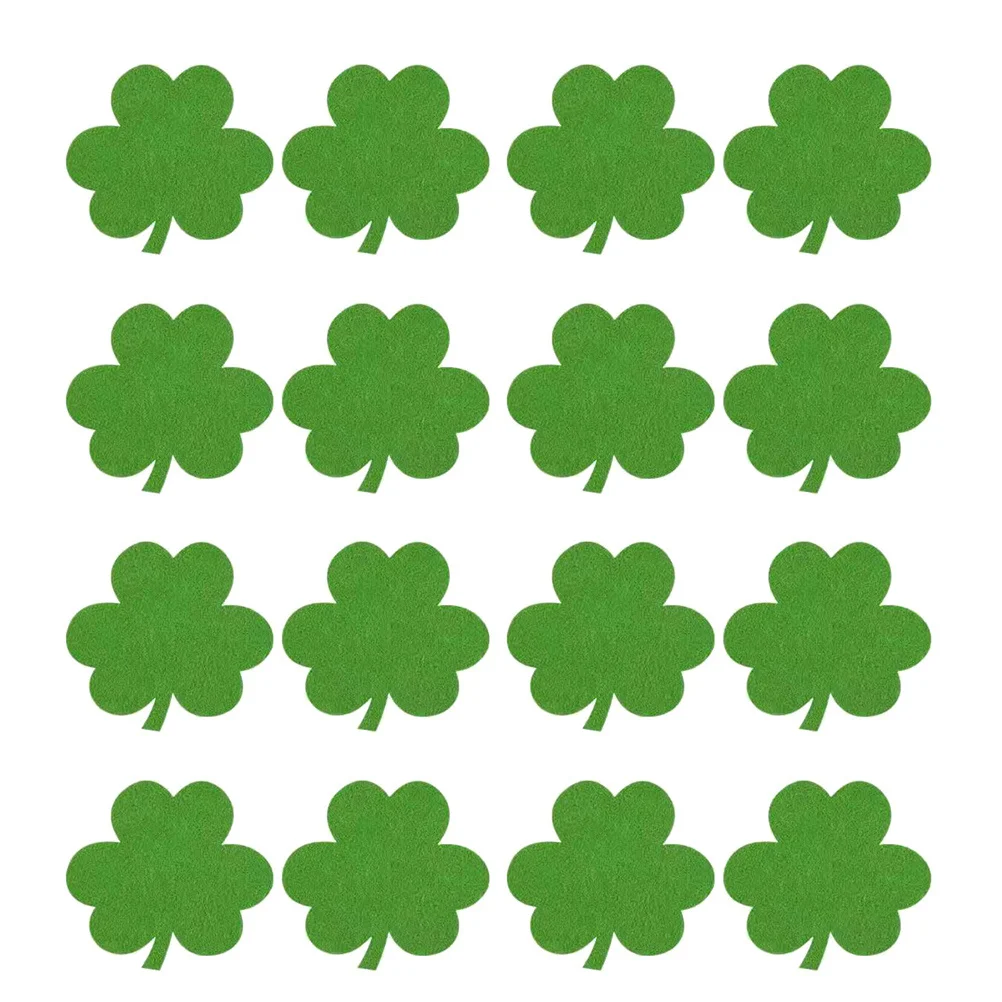 

16Pcs St. Patrick's Day Coasters Shamrock Design Cup Pads Scratch Resistant Mat for Home Party Decor